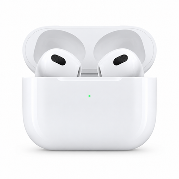 Apple AirPods (3rd Generation) with charging case on a white background