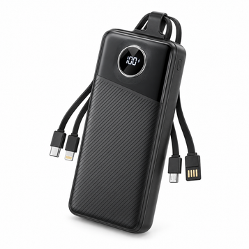 TD-LTE TD-PB72 20000mAh Power Bank with 4 Built-in Cables on white background