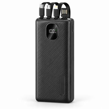 TD-LTE TD-PB73 30000mAh Power Bank with 4 Built-in Cables on white background