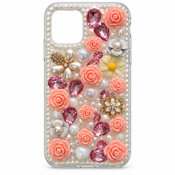 iPhone 11 Pro Pink Rose & Pearl Case