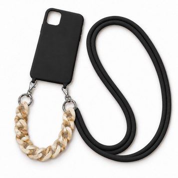 iPhone 11 case with cord and loop strap — Black