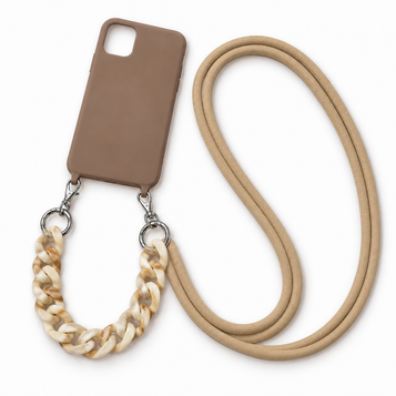 iPhone 11 case with cord and loop strap — Taupe