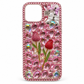 iPhone 12 Pro Embellished Case – Pink Tulips