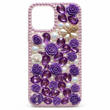 iPhone 12 Pro Embellished Case – Purple Roses