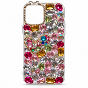 iPhone 13 Pro Max embellished case — Multicolour Heart