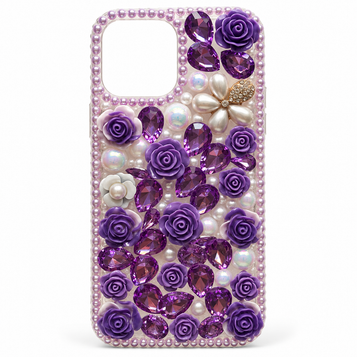 iPhone 13 Pro Max embellished case — Purple Roses