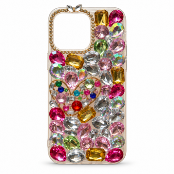 iPhone 13 Pro embellished case – Multicolour Heart