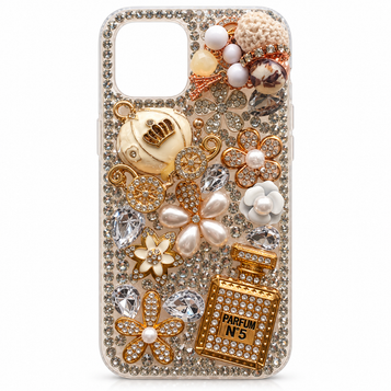 iPhone 14 Embellished Case – Gold Charms