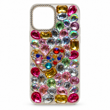 iPhone 14 Embellished Case – Multicolour Heart