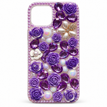 iPhone 14 Embellished Case – Purple Roses