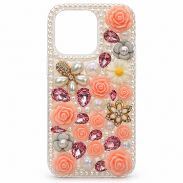 iPhone 15 Pro Peach Rose & Pearl Case