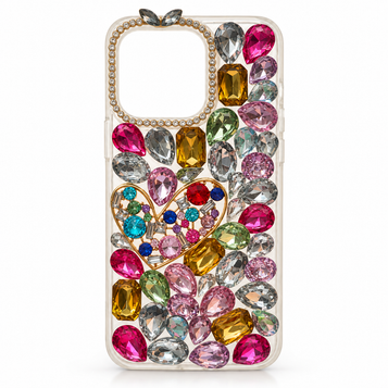 iPhone 15 Pro Multicolour Heart Jewel Case