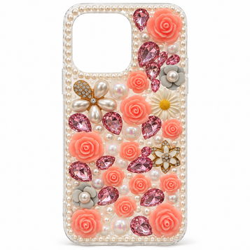 iPhone 15 Pro Max Peach Rose & Pearl Case