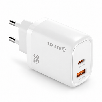 35W Dual-Port USB-A & USB-C Wall Charger — white-background product photo