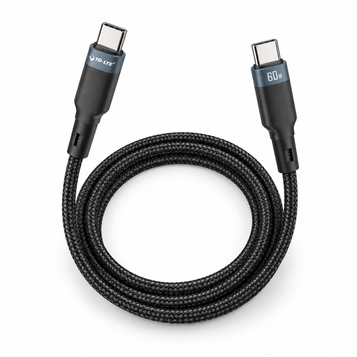 TD-LTE Braided USB-C to USB-C Cable – 1m, 60W — white-background product photo