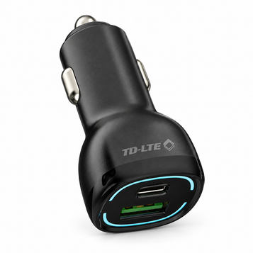 TD-LTE TD-PC205 38W Dual-Port Car Charger — white-background product photo