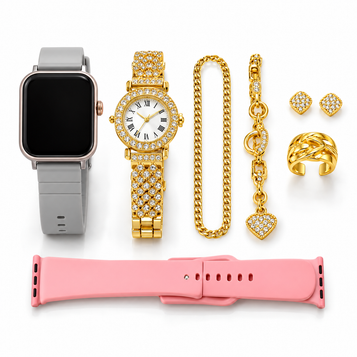 A58 Plus Smartwatch & Jewelry Gift Set — white-background product photo